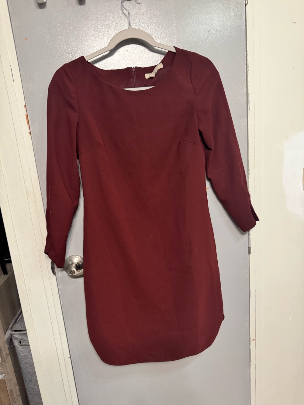 Banana Republic Burgundy Long-Sleeve Sheath Dress
